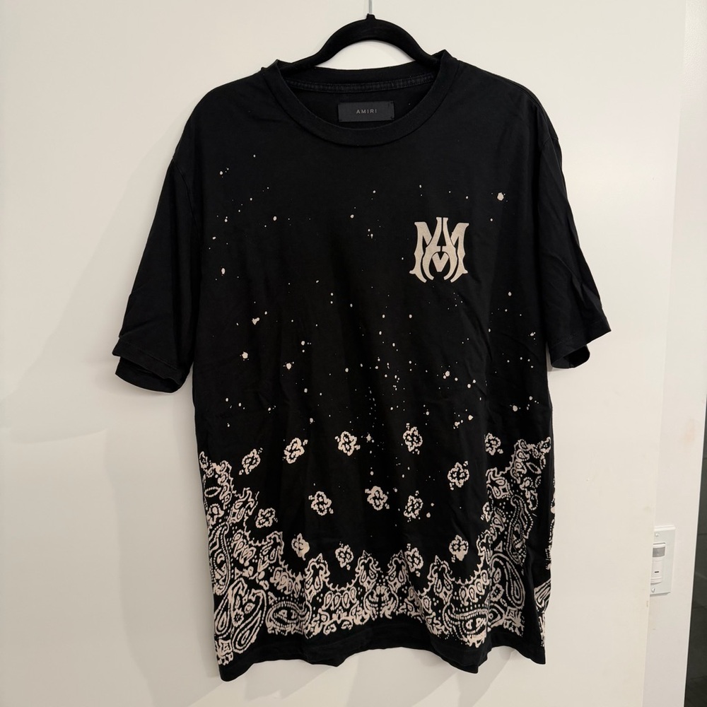 Amiri Black Logo Bandana Print Tee Shirt